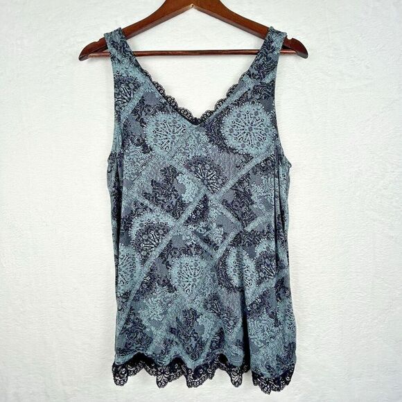 Maurices Y2K Cami‎ Large Dark Floral  Lined Stretch Lace Whimsigoth - Picture 1 of 9
